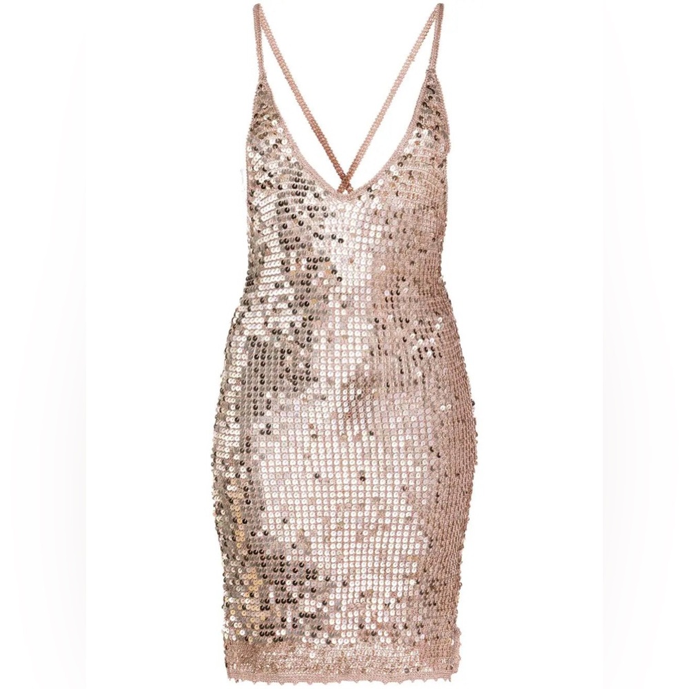 Retrofete - Ellian Sequin Dress - NEW - Large - Champagne Rose Gold - Picture 16 of 17